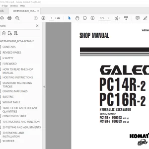 Komatsu Galeo PC14R-2 PC16R-2 Hydraulic Excavator Shop Manual WEBM006800 PDF