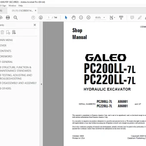 Komatsu Galeo PC200LL-7L PC220LL-7L Hydraulic Excavator Shop Manual PDF
