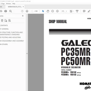 Komatsu Galeo PC35MR-2 PC50MR-2 Hydraulic Excavator Shop Manual WEBM006200 PDF