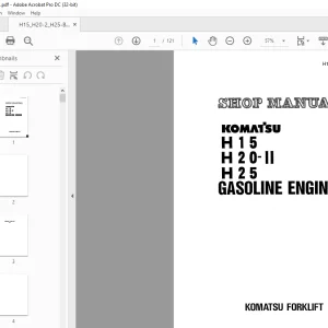 Komatsu H15 20-II H25 Gasoline Engine Shop Manual H15/H20-II/H25-BE1 - PDF DOWNLOAD