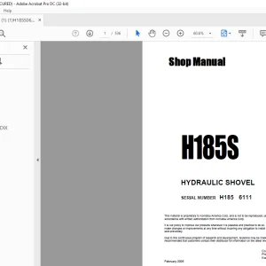 Komatsu H185S HYDRAULIC SHOVEL Shop Manual - PDF DOWNLOAD