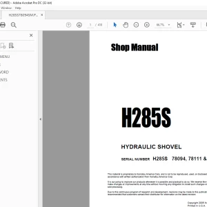 Komatsu H285S HYDRAULIC SHOVEL Shop Manual - PDF DOWNLOAD