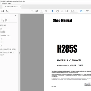 Komatsu H285S Hydraulic Shovel Shop Manual SN 78067  PDF