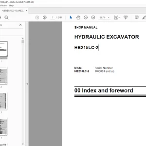 Komatsu HB215LC-2 Hydraulic Excavator Shop Manual K60001 PDF