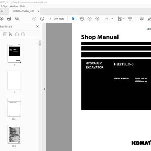 Komatsu HB215LC-3 Hydraulic Excavator Shop Manual UENBM00690 PDF
