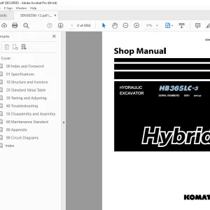 Komatsu HB365LC-3 Hydraulic Excavator Shop Manual SEN06598-13 PDF