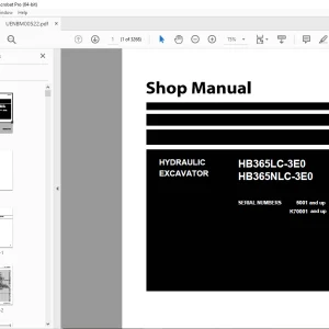 Komatsu HB365LC-3E0,HB365NLC-3E0 Hydraulic Excavator Shop Manual PDF