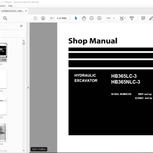 Komatsu HB365LC-3,HB365NLC-3 Hydraulic Excavator Shop Manual PDF
