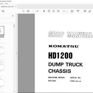 Komatsu HD1200 Dump Truck Chassis Shop Manual SEBM0581A03 PDF