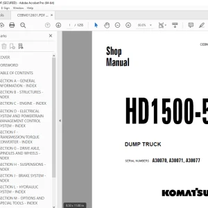 Komatsu HD1500-5 Dump Truck Shop Manual CEBM012601 PDF