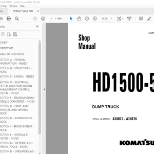 Komatsu HD1500-5 Dump Truck Shop Manual CEBM013401 PDF