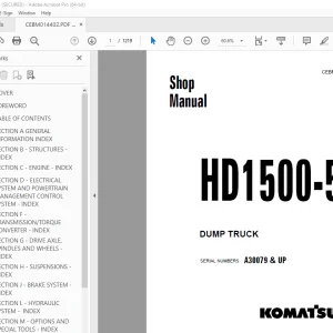 Komatsu HD1500-5 Dump Truck Shop Manual CEBM014402 PDF
