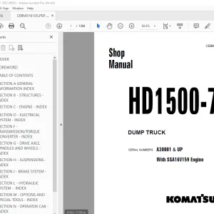 Komatsu HD1500-7 Dump Truck Shop Manual CEBM016105 PDF