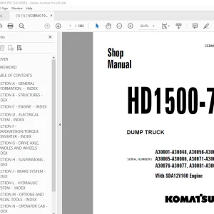 Komatsu HD1500-7 Dump Truck Shop Manual CEBM019905 PDF