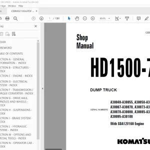 Komatsu HD1500-7 Dump Truck Shop Manual CEBM021004 PDF