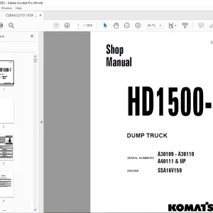 Komatsu HD1500-7 Dump Truck Shop Manual CEBM023701 PDF