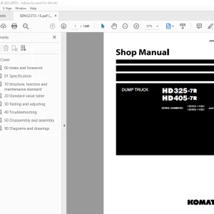 Komatsu HD325-7R HD405-7R Dump Truck Shop Manual SEN02373-15 PDF