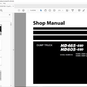 Komatsu HD465-8E0,HD605-8E0 Dump Truck Shop Manual SEN06768-13 PDF
