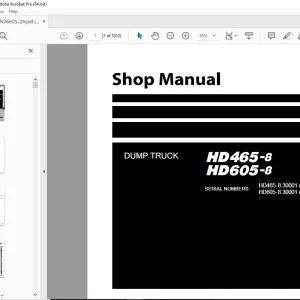 Komatsu HD465-8,HD605-8 Dump Truck Shop Manual SEN06605-24 PDF