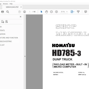 Komatsu HD785-3 Dump Truck Shop Manual SEBM002800 PDF