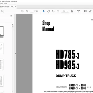 Komatsu HD785-3,HD985-3 Dump Truck Shop Manual SEBM05610311 PDF
