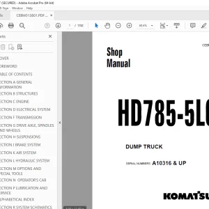 Komatsu HD785-5LC Dump Truck Shop Manual CEBM013801 PDF