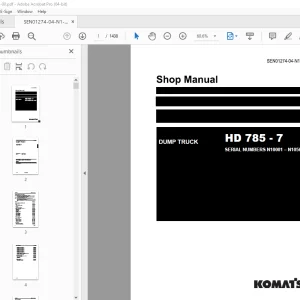 Komatsu HD785-7 Dump Truck Shop Manual SEN01274-04-N1-00 PDF