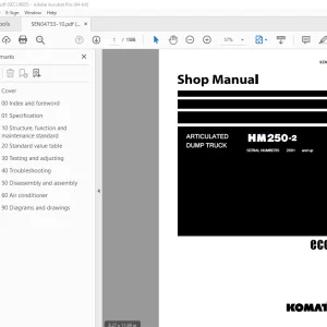 Komatsu HM250-2 Dump Truck Shop Manual SEN04733-10 PDF