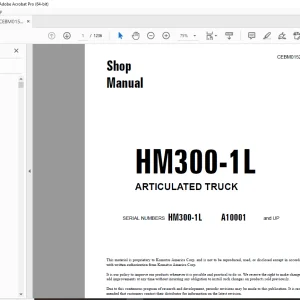 Service Manual for Komatsu HM300-1L Articulated Truck CEBM015200 PDF