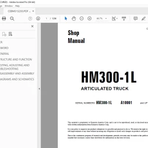 Komatsu HM300-1L Articulated Truck Shop Manual CEBM015200 PDF