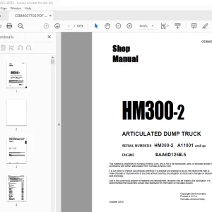 Komatsu HM300-2 Dump Truck Shop Manual CEBM007700 PDF