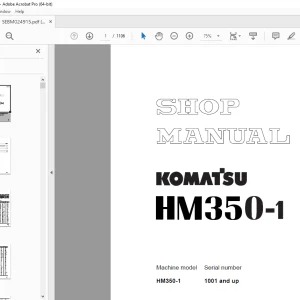 Komatsu HM350-1 Dump Truck Shop Manual SEBM024915 PDF DOWNLOAD