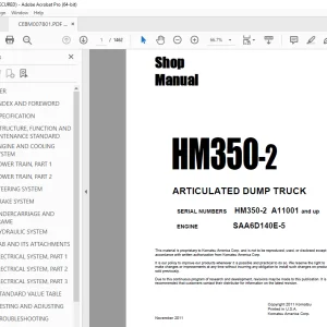 Komatsu HM350-2 Dump Truck Shop Manual CEBM007801 PDF