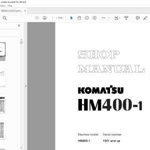 Komatsu HM400-1 Dump Truck Shop Manual SEBM023020 - PDF DOWNLOAD