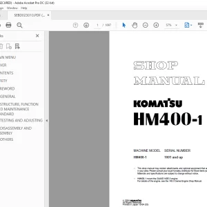 Komatsu HM400-1 Shop Manual SEBM023010 - PDF DOWNLOAD
