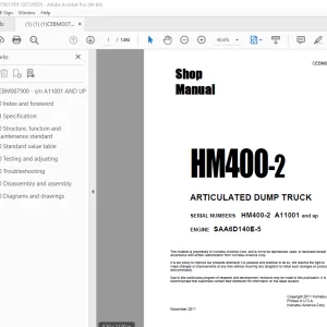 Komatsu HM400-2 Articulated Dump Truck Shop Manual PDF