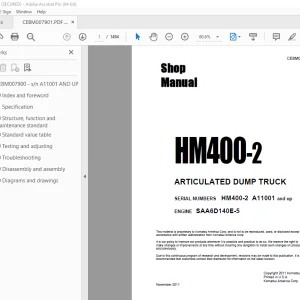 Komatsu HM400-2 Articulated Dump Truck Shop Manual CEBM007901 PDF