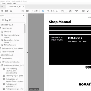 Komatsu HM400-2 Articulated Dump Truck Shop Manual SEN00239-10 PDF