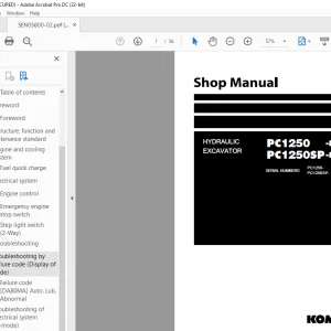 Komatsu HYDRAULIC EXCAVATOR PC1250 -8R PC1250SP-8R Shop Manual SEN05800-02 PDF
