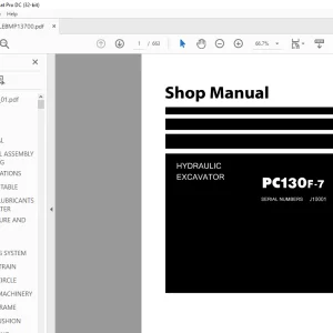 Komatsu HYDRAULIC EXCAVATOR PC130F-7 Shop Manual LEBMP13700  - PDF DOWNLOAD