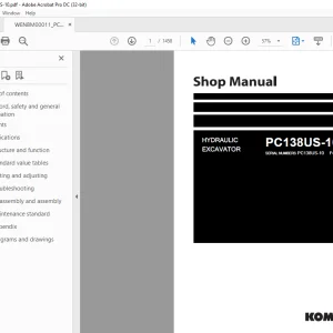Komatsu HYDRAULIC EXCAVATOR PC138US-10 Shop Manual WENBM00011 PDF
