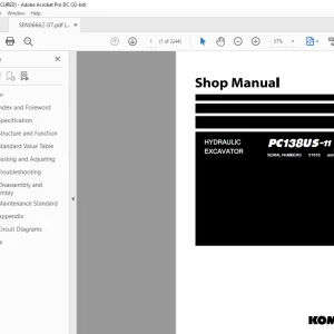 Komatsu HYDRAULIC EXCAVATOR PC138US-11 Shop Manual SEN06662-07 PDF