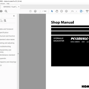 Komatsu HYDRAULIC EXCAVATOR PC138USLC-10 Shop Manual SEN06062-15 PDF