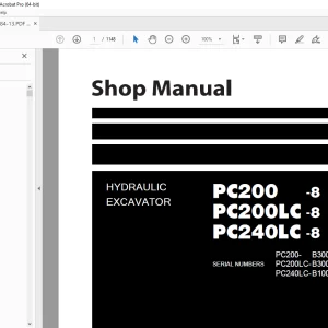 Komatsu HYDRAULIC EXCAVATOR PC200-8,PC200LC-8,PC240LC-8 Shop Manual PDF