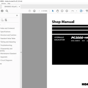 Komatsu HYDRAULIC EXCAVATOR PC2000-11R Shop Manual SEN06933-06 PDF