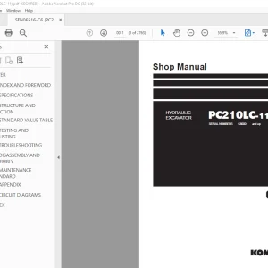 Komatsu HYDRAULIC EXCAVATOR PC210LC-11 Shop Manual SEN06516-C6  PDF DOWNLOAD