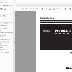 Komatsu HYDRAULIC EXCAVATOR PC210LC-11 Shop Manual SEN06516-C6 PDF