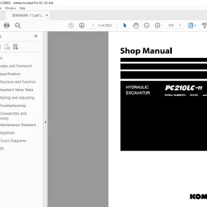 Komatsu HYDRAULIC EXCAVATOR PC210LC-11 Shop Manual SEN06695-11 PDF