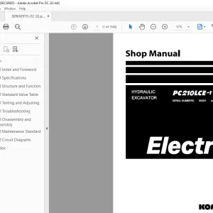 Komatsu HYDRAULIC EXCAVATOR PC210LCE-1 1 Electric Shop Manual SEN06970-02 PDF