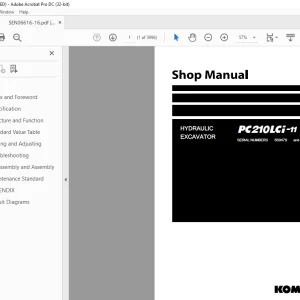 Komatsu HYDRAULIC EXCAVATOR PC210LCi-11 Shop Manual SEN06616-16 PDF
